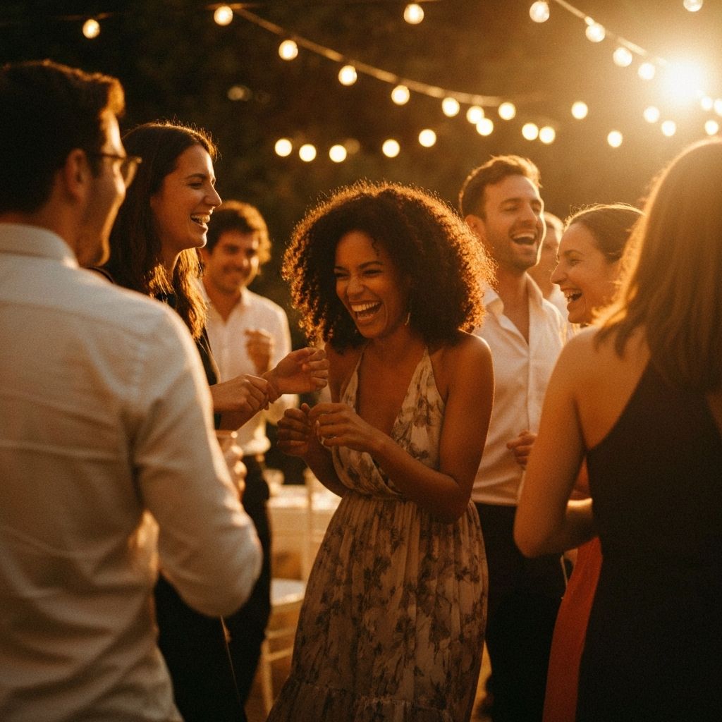 Friends celebrating outdoors